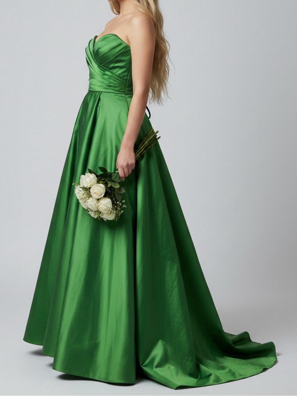 NWT- David and bridal strapless green long formal dress